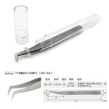 Stainless Steel Eyelashes Tweezers Anti-static High Precision VETUS Tweezers Professional Volumn Lash Extension Makeup Tool