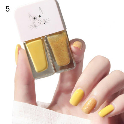 Manicure Water-based Bright Scrub Can Tear Gemini Nail Polish Two Bottles Set Twin Nail Polish Combination Glitter Nal Art Tools