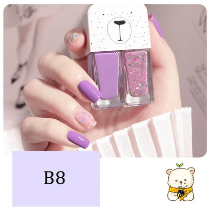 New 2 In 1 Candy Color Nail Polish Manicure Water-based Bright Scrub No Bake No Peeling Quick Dry Waterproof Lasting Nail Polish