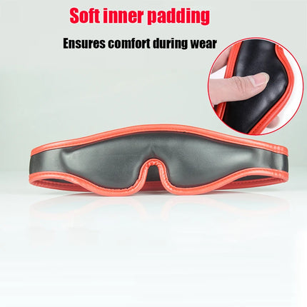 Leather Eye Cover Mask Blocks Out Light,Thick Padding Interior Blindfold, Sex Toys For Couples,BDSM Lingerie