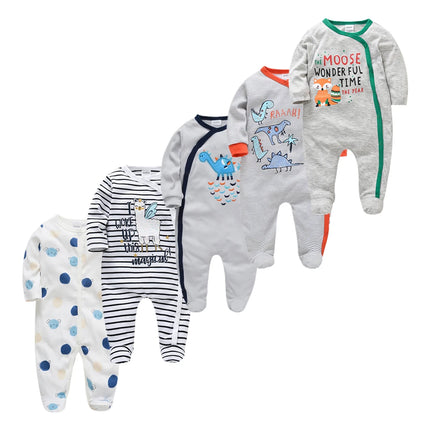 5pcs Honeyzone Winter Toddler Animal Footies New Born Baby Clothes Set Soft Breathable Pyjama Ubranka Dla Niemowlat Clothing Set