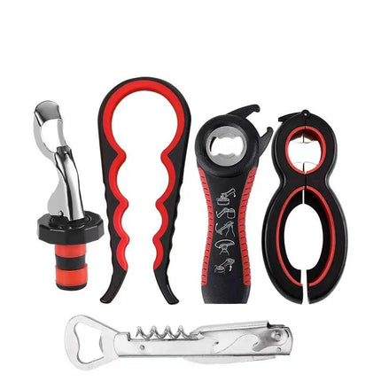 Jar Opener for Multifunctional  6-in-1 Bottle Opener Jar Lids Opener, 4-in-1 Jar Opener and Non Slip Lids Opener Gripper