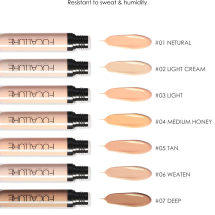 Wholesale FOCALLURE 7 Colors Face Concealer Waterproof Full Coverage Moisturizing Smooth Liquid Foundation Makeup Cosmetics