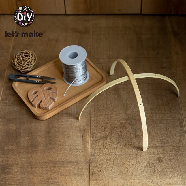 Let's Make 1set Baby Bed Bell Toy Holder Wood Rattles Bracket Mobile Crib Newborn Bell Crib Toy For 0-12 Month Wooden DIY Crafts