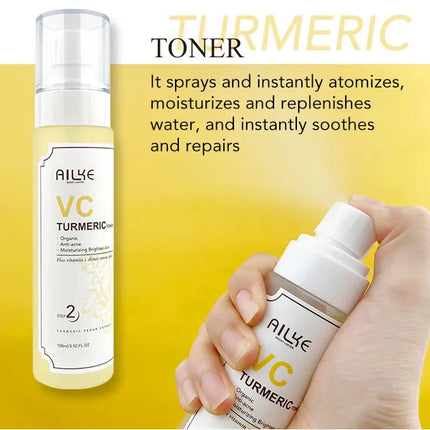AILKE Organic Turmeric Whitening Skin Care Set, with Vitamin C, Clean Skin, Reduce Acne, Hydrating and Firming for Women
