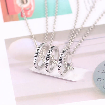 3 Pcs/Set Best Friends Forever Necklaces Round Simple Pendant Necklace For Girls Women Sisters BFF Friendship Jewelry Gift 2025