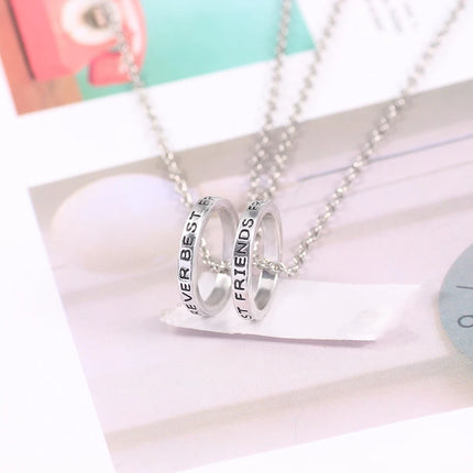 3 Pcs/Set Best Friends Forever Necklaces Round Simple Pendant Necklace For Girls Women Sisters BFF Friendship Jewelry Gift 2025