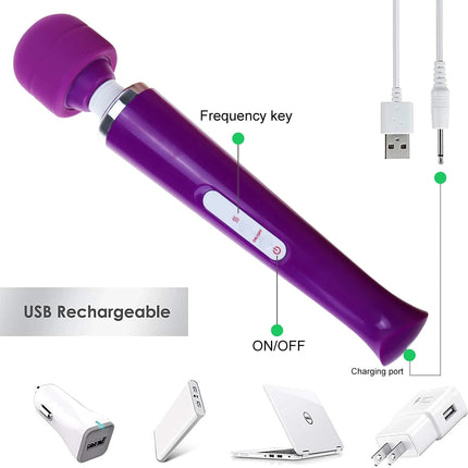 Huge Magic Wand Vibrator for Women USB Charge Big AV Stick Female G Spot Massager Clitoris Stimulator Adult Sex Toys for Woman