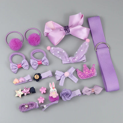 18 Piece Girl headwear Bow Flower animal Hairpins hair band cartoon Elastic Headdress Gift hair clip set Cute Hair Accessories