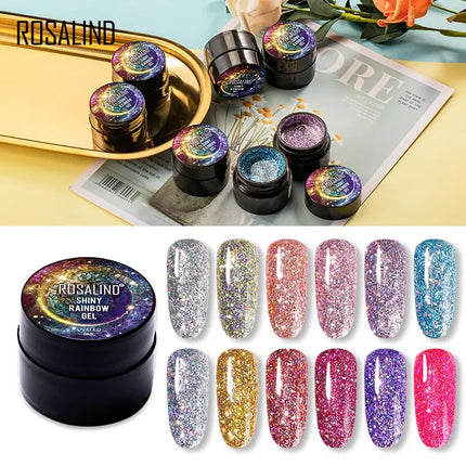 ROSALIND Nail Gel Polish Set Rainbow Hybrid Varnish 5ML Gel Paint Set For Manicure Design Semi permanent Primer Base For Nails