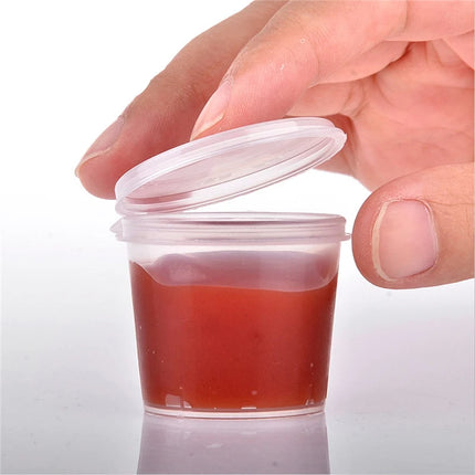 30pcs/Set 30ml 50ml 100ml Disposable Plastic Takeaway Sauce Cup Containers Food Box with Hinged Lids Pigment Paint Box Reusable