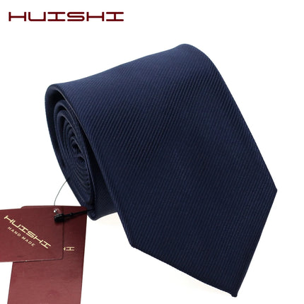 HUISHI 8CM 8 Styles Men's Solid Dark Blue Neck Tie 6cm Waterproof Jacquard Necktie Daily Wear Cravat Wedding Party For Men