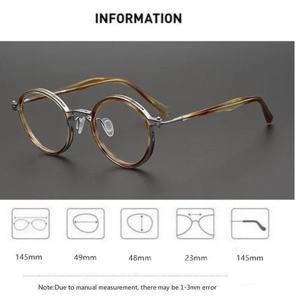 Top Quality Retro Round Glasses Frame Japanese Handmade Titanium Ultralight Men Eyeglasses Women Eyewear Acetate Korean Fashion