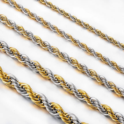 High Quality 2/3/4/5MM Classic Twisted Rope Chain Stainless Steel Necklace No Fade Fashion Jewelry Accessories For Men Women