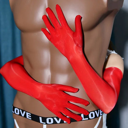 Sexy Women Gloves Transparent Super Thin Smooth Oil Glossy Long Glove Mittens Party Club Unisex Sissy Sexy See Through Gloves