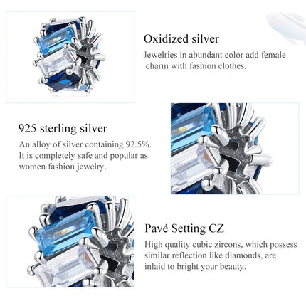 WOSTU 925 Sterling Silver Blue Conch Charm Ocean Bead Animal Turtle Starfish Pendant Fit Original Bracelet Necklace DIY Jewelry