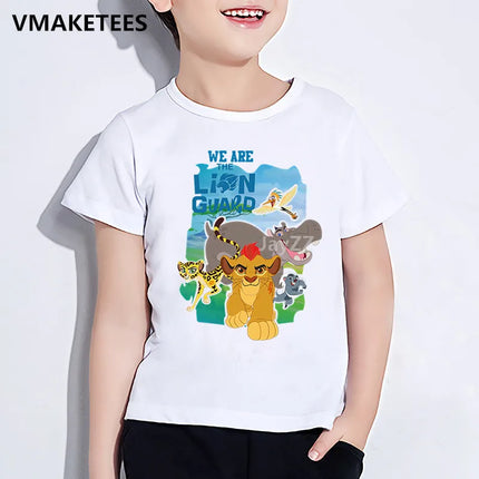 Kids Lion King Character Cartoon Print T-shirt Children Funny Clothes Girls & Boys Summer White Baby T shirt