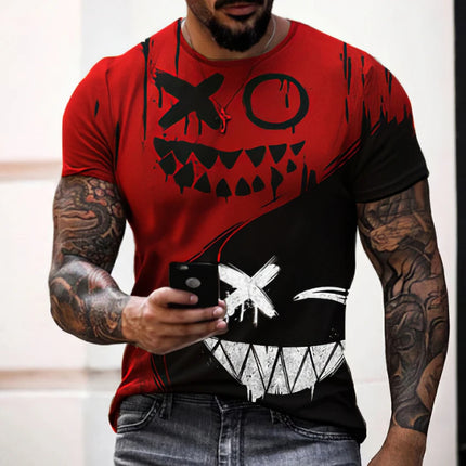 Funny Smiling Face Graphic 3D Print Men T Shirt Street Trendy Fashion Casual Summer O-Neck Short Sleeve Oversized T Shirt Tops