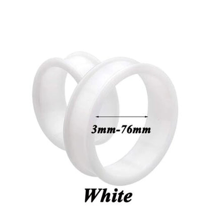 1Pair 3mm-76mm Big Size Hollow Black Silicone Flexible Double Flared Flesh Ear Tunnel Plugs Gauge Expander Stretchers Jewelry