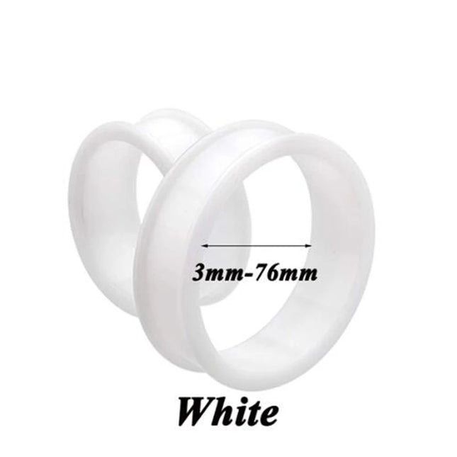 1Pair 3mm-76mm Big Size Hollow Black Silicone Flexible Double Flared Flesh Ear Tunnel Plugs Gauge Expander Stretchers Jewelry