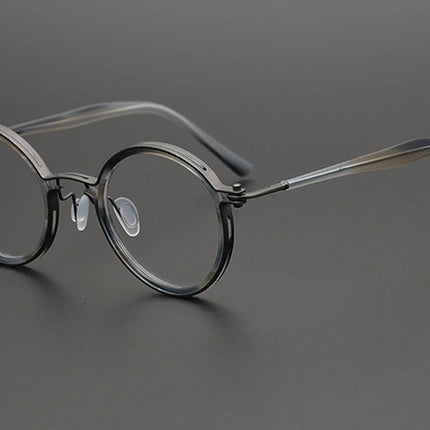 Top Quality Retro Round Glasses Frame Japanese Handmade Titanium Ultralight Men Eyeglasses Women Eyewear Acetate Korean Fashion