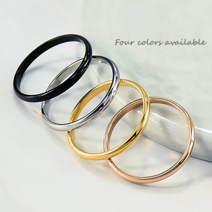 2mm Stainless Steel Thin Ring Rose Gold Black For Women Men Minimalist Jewelry Party Simple Fashion Gift Size 3 To 10
