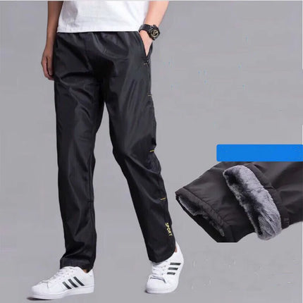 Men's Sweatpant Trousers Autumn Winter Plus Velvet Warm Pant Quick-drying Loose Straight Wear-resistant Thick Pant Men