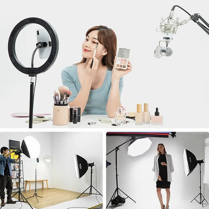 10" LED Selfie Ring Stuido Light Home Lighting Dimmable Round Lamp Tripod Trepied Makeup Selfie Ring Lamp Phone LIGHT FOR VIDEO
