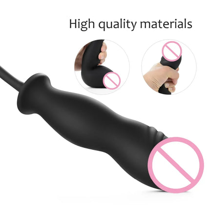 Inflatable Silicone Penis/Ball Gag Oral Dildo Open Mouth Plug Expandable Pump Big Anal Butt Plug Vibrator BDSM Flirt Sex Tools