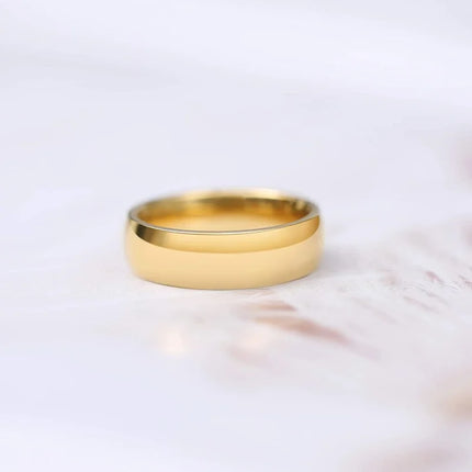 TIGRADE 2mm 4mm 6mm Titanium Ring Men Women 14K Gold Plated Dome High Polished Wedding Band Unisex Comfort Fit Size 3-13.5