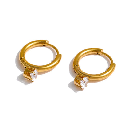 Yhpup Stainless Steel Minimalist Hoop Earrings Stylish Shiny Cubic Zirconia Earrings бижутерия для женщин Engagement Gift