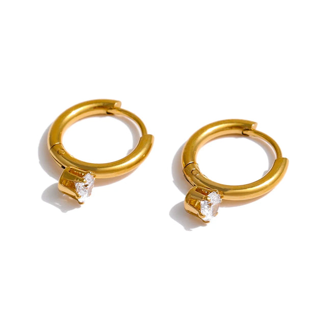 Yhpup Stainless Steel Minimalist Hoop Earrings Stylish Shiny Cubic Zirconia Earrings бижутерия для женщин Engagement Gift
