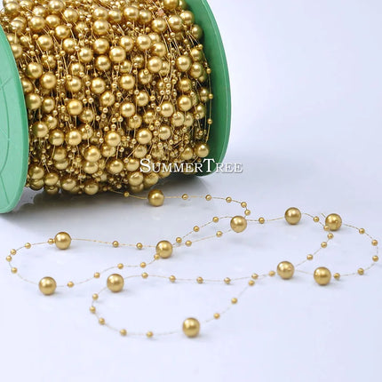 5 Meters Fishing Line Artificial Pearls Beads Chain Garland Flowers Wedding Party Home Decor Supply Ivory White Pink Light blue