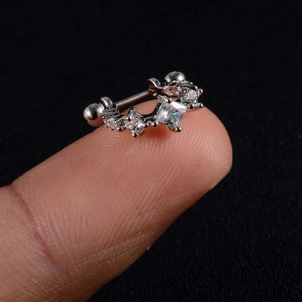 1pc Ear Tragus Cartilage Ring Stainless Steel Barbell With Cz Hoop Cartilage Cuff Piercing Helix Daith Rook Lobe Earrings
