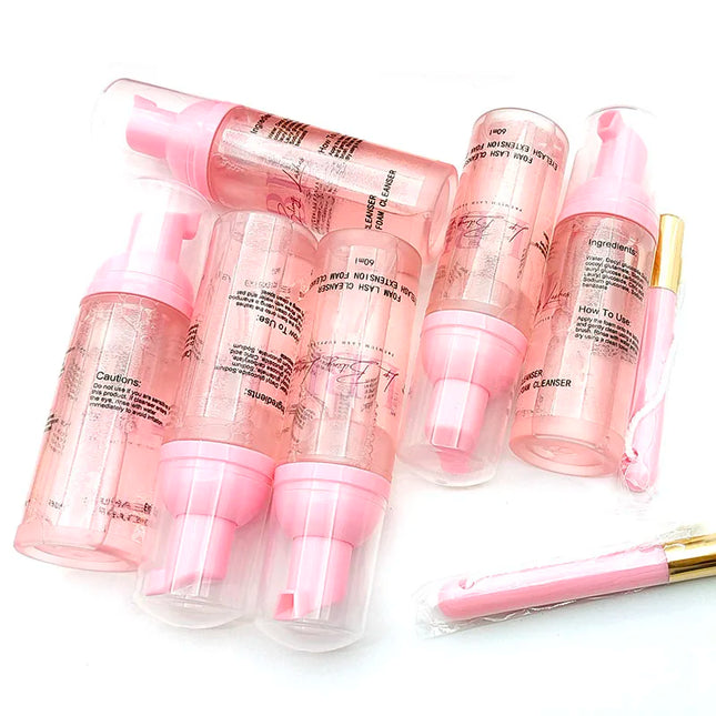 Wholesale Custom Private Label Lash Cleanser 30ml 60ml Eyelashes Extension Shampoo With Brush Eyelash Shampoo Cleanser Kit