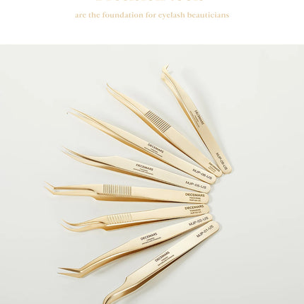 DeceMars  Eyelash Extension Tweezers Gold Color