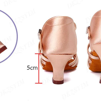 DKZSYIM Latin Dance Shoes Women High Heel Silk Dance Shoes lady Soft Bottom Dance Shoes heeled 8cm Girls Salsa Ballroom Shoes