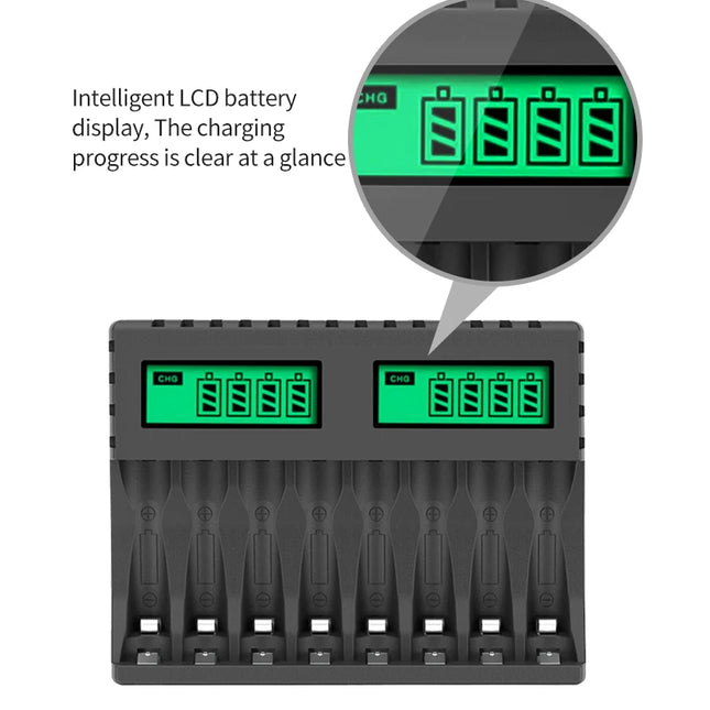 PUJIMAX New LED Display Smart Battery Charger For AA/AAA Ni-MH Rechargeable Batteries Independent Charging Battery Charger