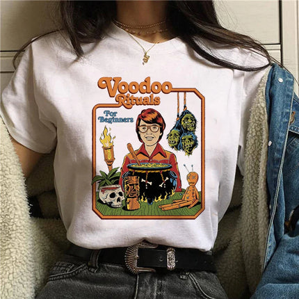 Harajuku Funny Female T-shirt Satan Vintage Graphic Tees Dogs Mommy Can We Keep Him Fashion Short Sleeve T Shirt Women Tops