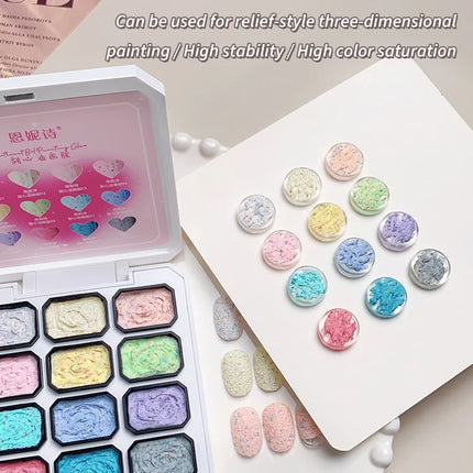 12 Colors Set No-wash Embossed Texture UV Gel Glitter Nail Art Paint Chrome Nail Art Colored Gel Paint