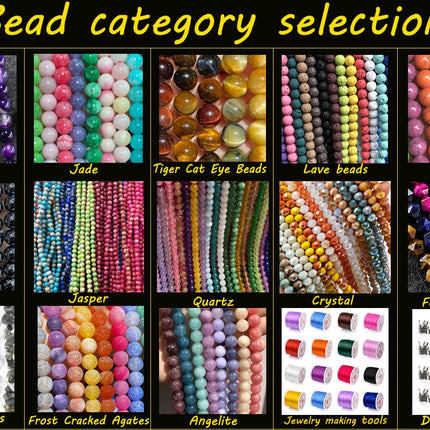 Natural Round Tiger Eye Amazonite Lava Turquoises Agates Jaspers Garnet Spacer Loose Stone Beads For Jewelry Making DIY Bracelet