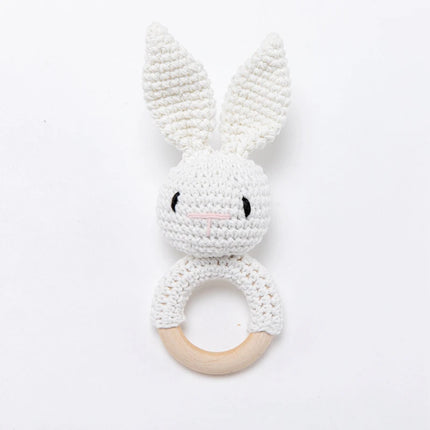 1PC Baby Ratter Toys Newborn Amigurumi Teether Wooden Teether Crochet Animals BPA Free Rattle Toy Baby Rattles Gifts For Newborn