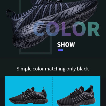 ONEMIX Waterproof Black Running Shoes for Men Breathable Training Sneakers Male Outdoor Anti-Slip Summer Trekking Sports Shoes