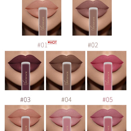 NICEFACE Matte Liquid Lipstick Waterproof Long Lasting Lip Gloss Tint Sexy Red Nude Purple Metallic Lipsticks Makeup Cosmetics