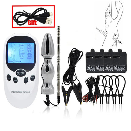 Strong BDSM Electric Shock Anal Vaginal Plug E-Stim Penis Ring Urethral Dilator Massage Gloves Nipple Clamps Sex Therapy Toy Kit
