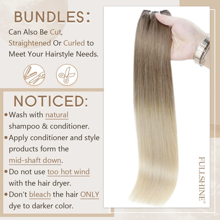 Full Shine Human Hair Weft Extensions Hair Bundles 100g Sew In Silky Straight Remy Skin Double Weft For Salon