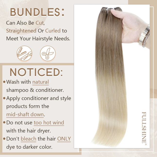 Full Shine Human Hair Weft Extensions Hair Bundles 100g Sew In Silky Straight Remy Skin Double Weft For Salon