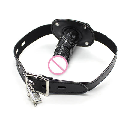 Thierry Leather Harness Penis Gag During Sexual Bondage ,Roleplay and Adult Erotic Play for Couples,Dildo Gag Sex Toys for Games