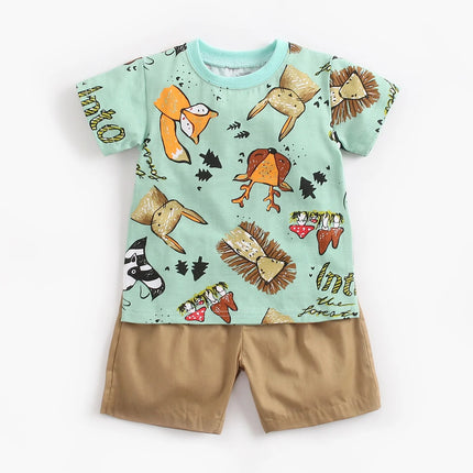 Sanlutoz Cute Infants Boys Clothing Sets Cotton Short Sleeve Baby Tops + Shorts 2Pcs Newborn Cartoon Clothes
