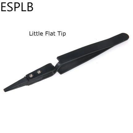 ESPLB Newest Reverse Tweezers Black Plastic Tip Stainless Steel Handle Precision Tweezers Curved/Flat/Straight Tip Tweezers